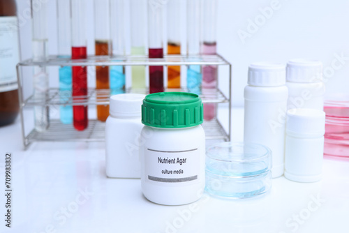 Nutrient Agar, Culture Media in bottle, Culture media used in laboratory