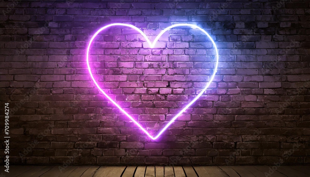 neon heart bright night neon on brick wall