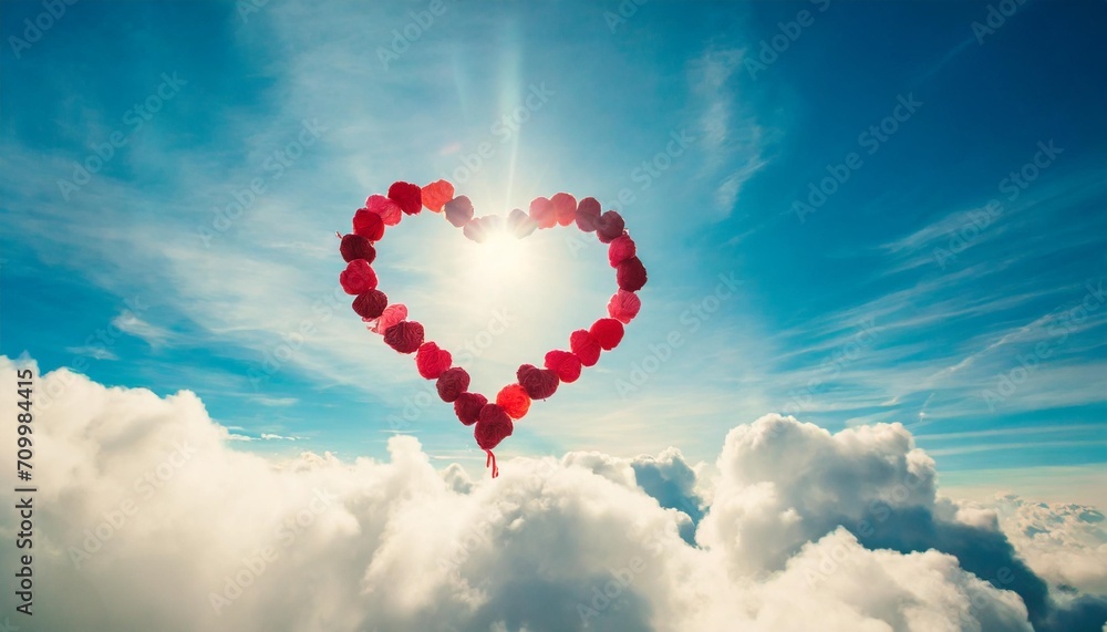 beautiful colorful heart in the clouds as valentine day background made with