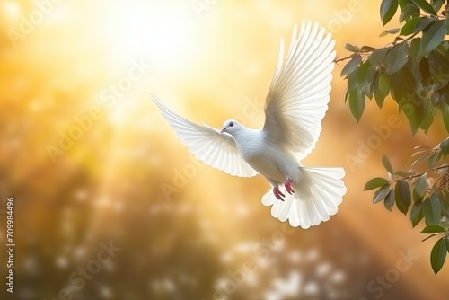 Peace symbol featuring dove with olive branch