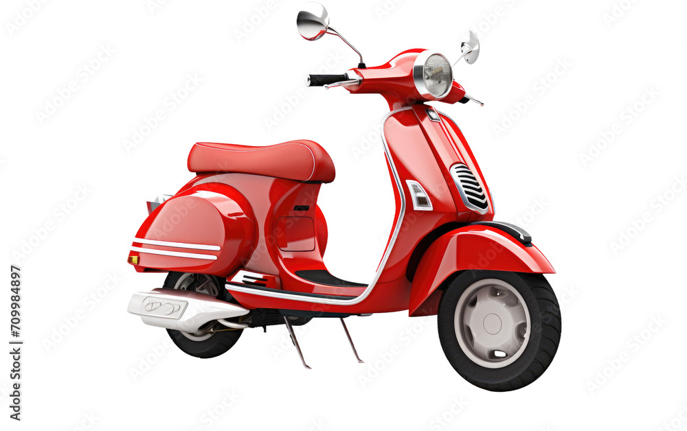3D image of Generic Classic Scooter Motorcycle isolated on transparent background.