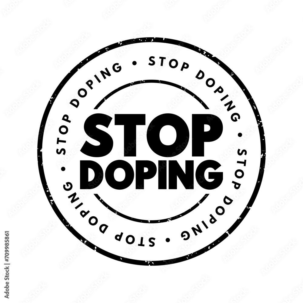 Stop Doping text stamp, concept background