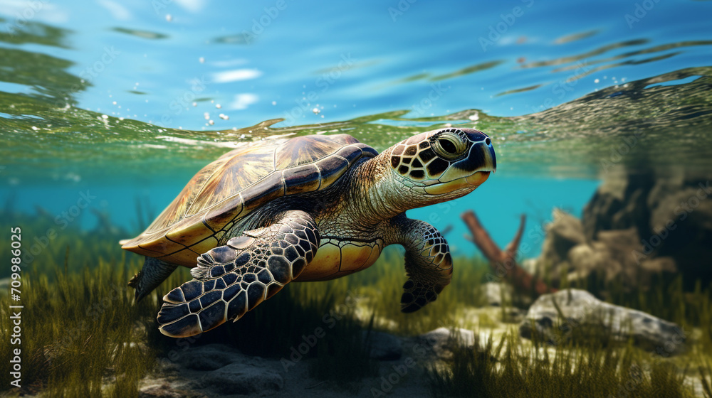 Obraz premium A realistic photography photo about water animal created with Generative Ai