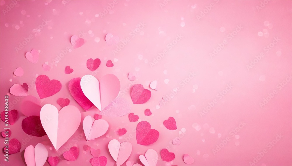 valentines day background pink paper hearts on pink backdrop high quality photo