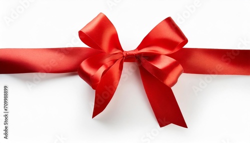 red ribbon bow on background cutout