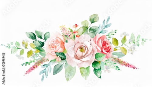 bouquet composition watercolor on white background valentines day concept