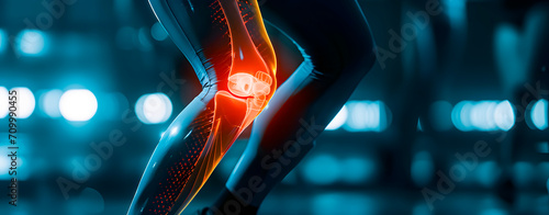 Knee injury in an athlete.  photo