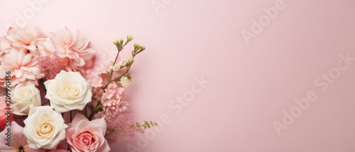 Beautiful bouquet of different flowers in a gift box isolated . Springtime Concept. Mothers Day Concept with a Copy Space. Valentine's Day with a Copy Space. 