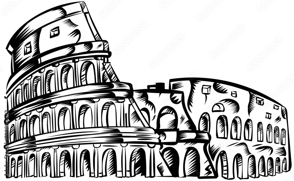 Rome coliseum hand drawn outline doodle icon. vector illustration