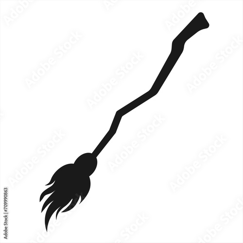 Halloween broom silhouette. Vector illustration.