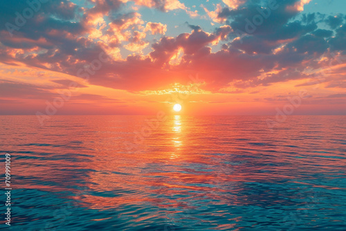 A hopeful image of a sunrise over a calm sea, symbolizing a new beginning and hope in mental health awareness.