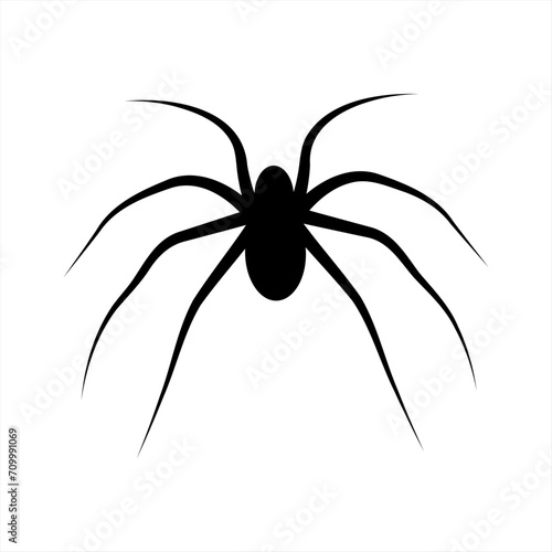 Spider silhouette icon for halloween. Vector illustration.