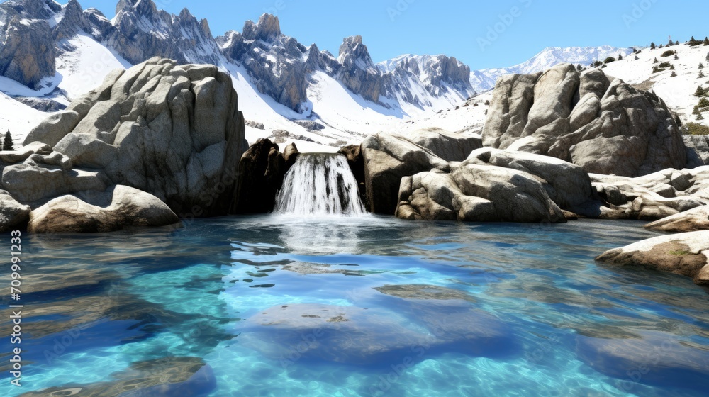 landscape of river stream in the mountains