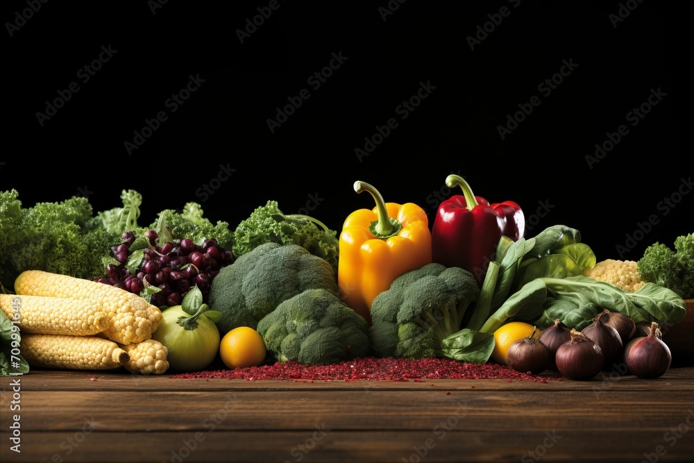 Ripe beautiful tasty vegetables on a dark banner background. Healthy food concept, harvest Ripe beautiful tasty vegetables on a dark banner background. Healthy food concept, harvest