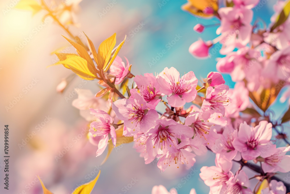 pink cherry blossom spring banner 