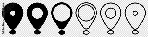 Set of Location pin icons. GPS marker. Vector illustration.
