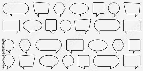 Set of outline speech bubble. Communication concept. Vector illustration.