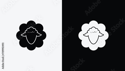 black sheep and white sheep logo vector, line art style