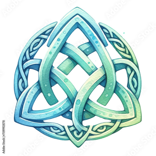 Watercolor A Celtic trinity knot symbol, St. Patrick's Day Celebrations - Illustration Isolated on Transparent Background