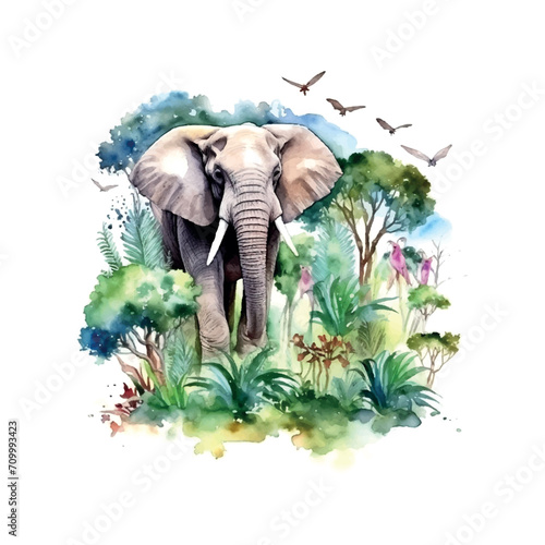 World Wildlife Day watercolor illustration on white background