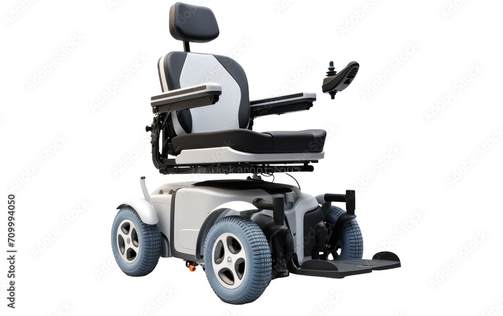 3D image of Power Wheelchair isolated on transparent background.