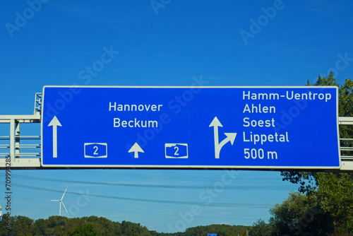 Hinweistafel Richtung Hannover Beckum