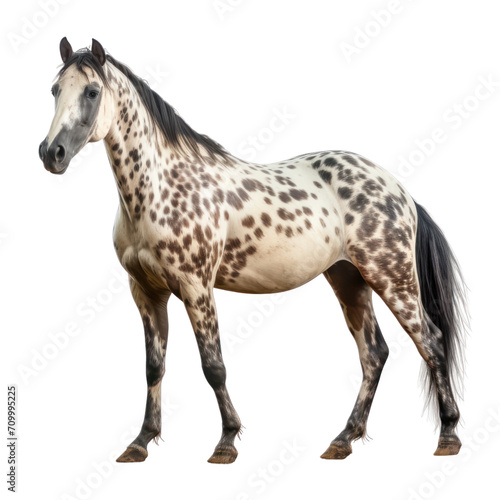 Standing Appaloosa horse isolated on white or transparent background  png clipart  design element. Easy to place on any other background.