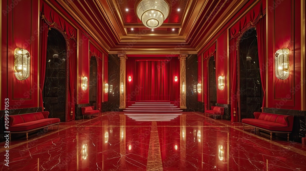 Classic theater, corridor with an elegant design