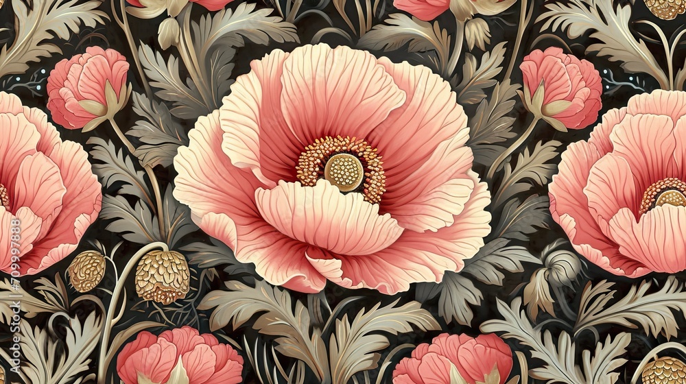 Illustration drawn with flowers and poppies. Illustration drawn with flowers and poppies.