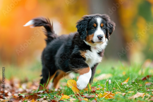 Dog play in the garden, jump and having fun  © reddish