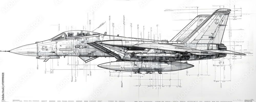 Obraz premium American air superiority fighter in the form of a diagram