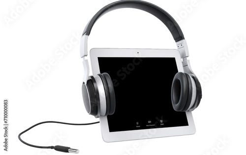 Tablet and headphones isolated on transparent background.
