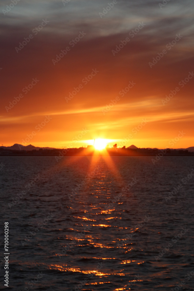 Naklejka premium sunset over Reykjavik