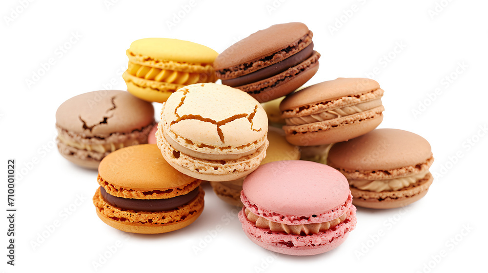 Pile of sweet and colorful French macaroons isolated on a transparent background, Pile of sweet and colorful French macaroons isolated on a transparent background,