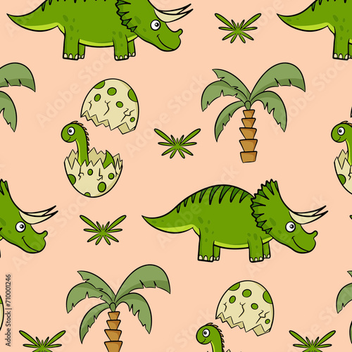 Dinosaur seamless pattern  T rex Fabric Design  Baby Seamless Pattern  Children s Seamless  Non-Exclusive  White dot background