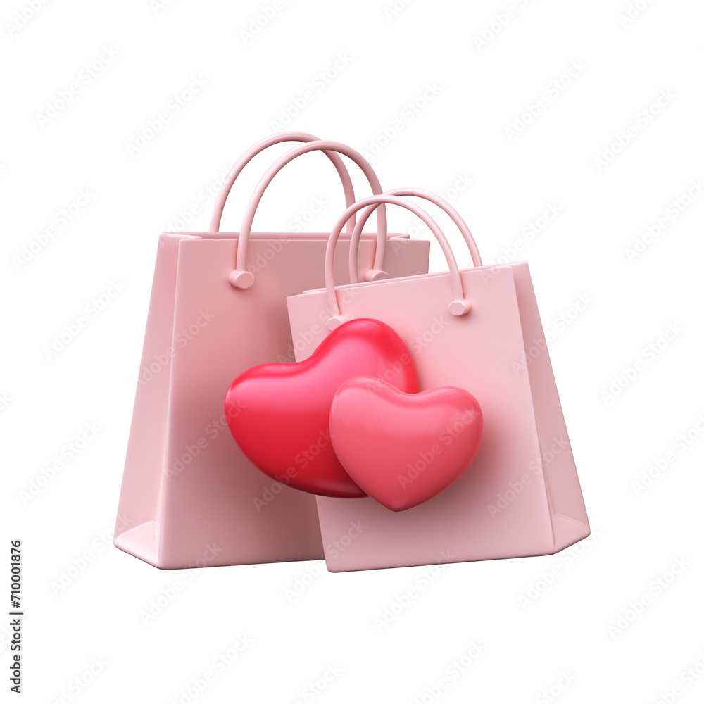 3D paper bags with a heart. Valentine's day symbol... 3D paper bags with a heart. Valentine's day symbol...