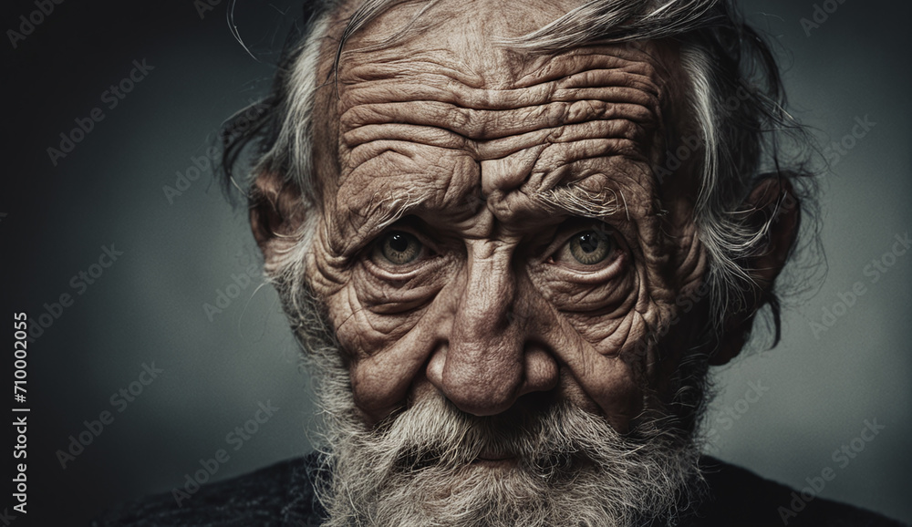 poor homeless man portrait, man with a sad look poor homeless man portrait, man with a sad look