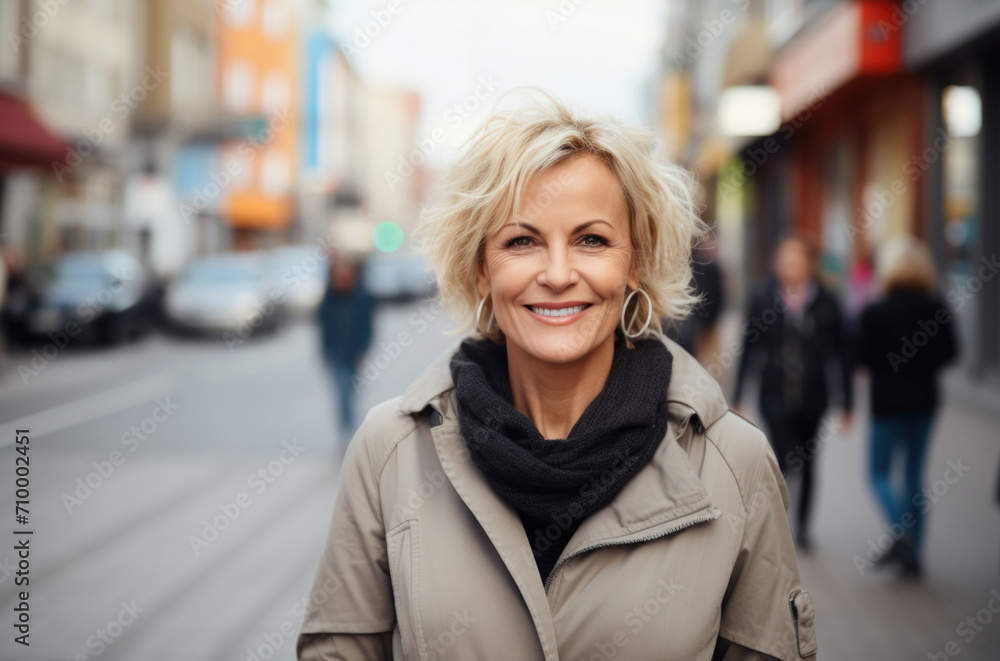 close up portrait standing in the street and happy. close up portrait standing in the street and happy.