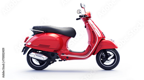 Red and black motor scooter isolated on a white background 