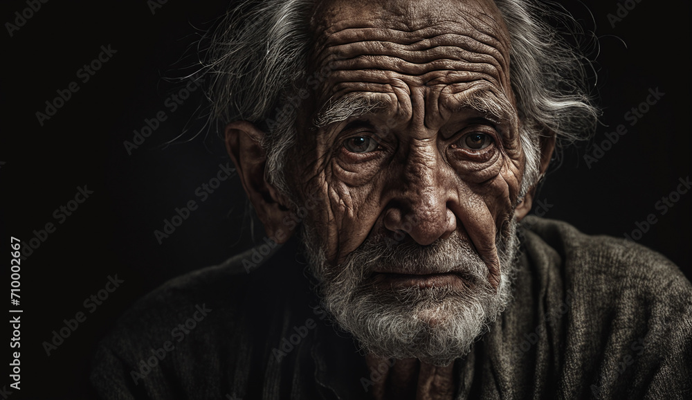 poor homeless man portrait, man with a sad look poor homeless man portrait, man with a sad look