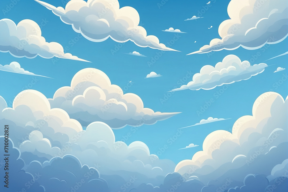 Cartoon cloudy sky background - obrazy, fototapety, plakaty 