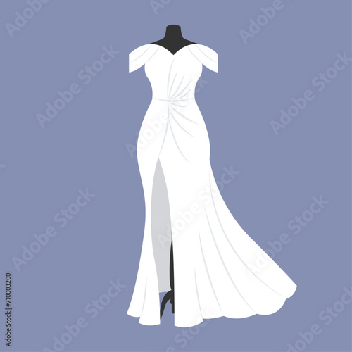 Wedding dress in modern design. Vector illustration.