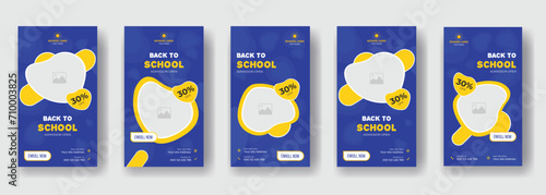 Kids back to school admission promotion facebook and instagram Stories banner layout template design.