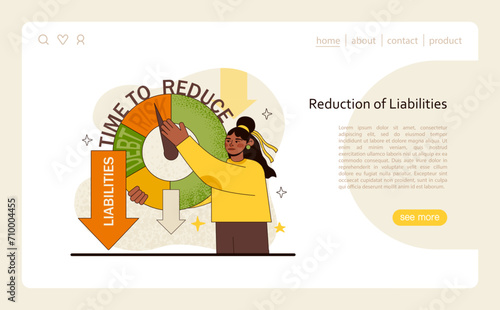 Liability Reduction concept. Decisive steps towards minimizing debts and financial risks. Commitment to economic stability. Flat vector illustration.