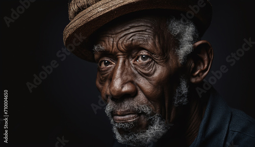 portrait of a senior old black african american man close-up , elderly man, grandpa portrait