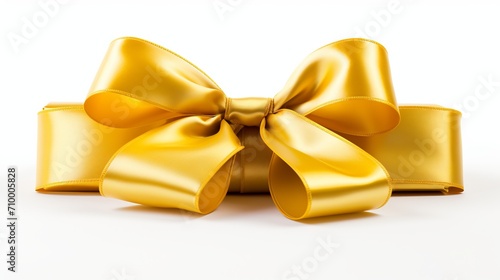 Golden curly ribbon for christmas and birthday present banner isolated on white background © Andrei