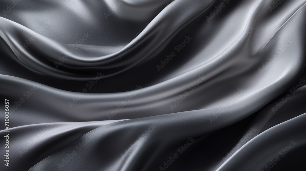 Fototapeta premium Abstract black background luxury cloth or liquid wave or wavy folds of grunge silk texture satin velvet material for luxurious elegant wallpaper design. High quality illustration