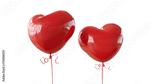 Two heart-shaped balloons isolated on a white background