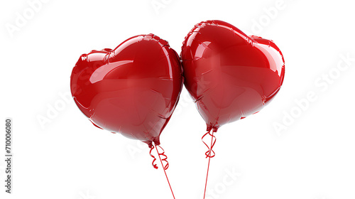 Two heart-shaped balloons isolated on a white background