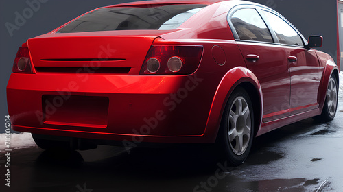 Close-up,  a red modern car. © Tanuha